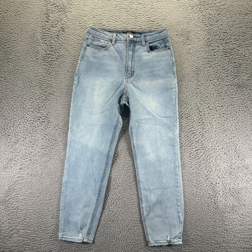 Afrm Jeans Womens 29x27 Blue Cotton Denim Tapered Leg Workwear Faded Stretch